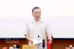 越共中央总书记、国家主席苏林发表讲话。图自越通社