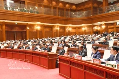 老挝第十届国会第一次会议现场。图自越通社