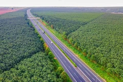 胡志明市—隆城—油椰高速公路上的车辆通行情况。（图自Vietnam+）