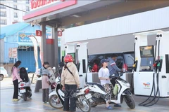 民众在柬埔寨东北部上丁省上丁市的一处加油站加油。图自越通社