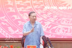越共中央总书记、国家主席苏林发表讲话。图自越通社