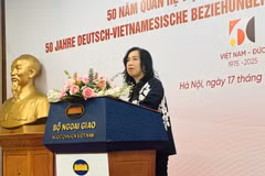 越南外交部副部长黎氏秋姮发表讲话。图自越通社