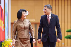 越南政府总理黎明兴会见柬埔寨国会主席昆索达莉亲王。图自越通社