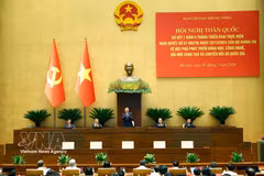 全国贯彻落实越共中央政治局第57-NQ/TW号决议一年半总结会议召开。图自越通社