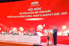 越南国会主席陈青敏讲话。图自越通社