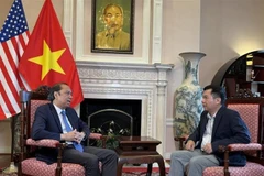 越南驻美大使阮国勇接受越通社记者采访。图自越通社