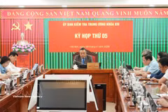越共中央政治局委员、中央书记处书记、中央检查委员会主任陈士青主持会议。。图自越通社
