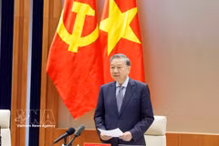 越共中央总书记苏林发表讲话。图自越通社