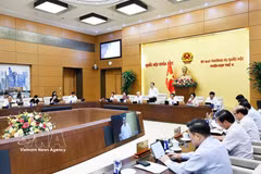 国会主席陈青敏发言。图自越通社