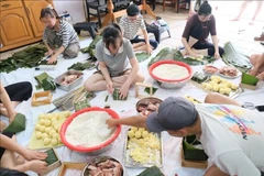 对旅居南非越南人社区而言，一起包粽子的日子始终是大家最期待的日子。图自越通社