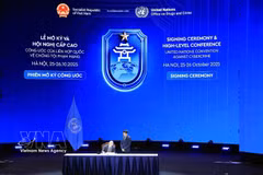 2025年10月，作为东道国，越南已与联合国配合，成功举办了以“打击网络犯罪，共担责任，面向未来”为主题的《联合国打击网络犯罪公约》开放签署仪式。图自越通社