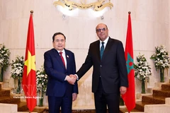 越南国会主席陈青敏会见摩洛哥参议院议长穆罕默德·乌尔德·埃拉希德（2025年7月25日）。图自越通社