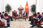 越南外交部长黎怀忠会见韩国外交部第一次官朴润珠。图自越通社