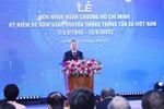 越共中央总书记苏林发表演讲。图自越通社