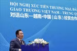 越共中央委员、中央政策与战略委员会副主任、越中友好协会主席阮黄英发表讲话。图自越通社