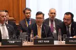 越南驻法国大使郑德海在会上发表讲话。图自越通社