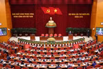 越南共产党第十三届中央委员会第十四次全体会议闭幕式现场。图自越通社