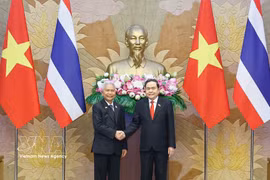 国会主席陈青敏与泰王国国会主席兼下议院议长索蓬·扎拉姆 图自越通社