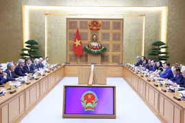陈红河与欧委会IUU检查团举行工作会谈 图自越通社 