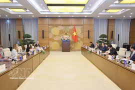 越南国会主席陈青敏会见美国驻越南大使詹妮弗·威克斯 图自越通社