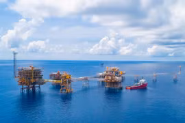 越俄石油联营公司（Vietsovpetro）在白虎油田的油气开采活动。 图自越通社