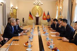 北宁省委副书记陈辉方率领的工作代表团与越南驻德国大使馆举行工作会谈 图自越通社