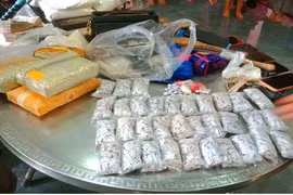本案缴获的合成毒品和海洛因。图自《清化报》