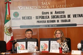 越南与墨西哥议会合作议程签字仪式。图自越通社