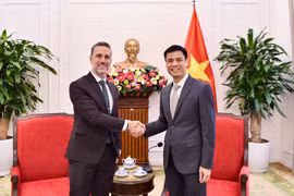 越南外交部副部长邓黄江会见联合国人口基金(UNFPA)驻越南首席代表马特·杰克逊 图自越通社