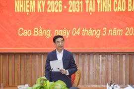 国防部长潘文江赴高平省检查选举准备工作 图自越通社