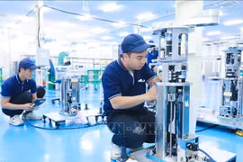 半导体行业的晶圆传送机器人装配线 图自越通社