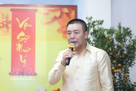 越南驻老挝国防武官潘友胜大校致辞 图自越通社