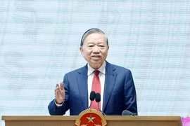 越共中央总书记苏林发表讲话 图自越通社