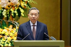 越共中央总书记苏林发表讲话 图自越通社