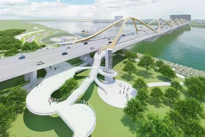 横跨红河的陈兴道大桥正式动工兴建