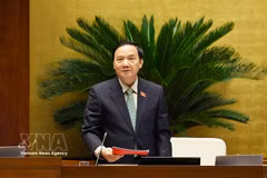 国会副主席阮克定发表讲话。图自越通社 