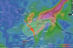 第12号台风移动方向示意图（截至10月20日17时）。图自越通社