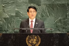 越南国家主席梁强在第80届联合国大会高级别一般性辩论上发表讲话。图自越通社