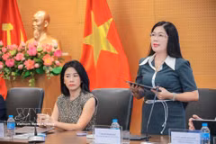 创新与数字化转型研究院院长阮氏碧兰发表讲话。图自越通社