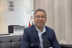  美国DMV地区企业家与爱国人士俱乐部主任加里·青阮接受越通社记者的采访。图自越通社
