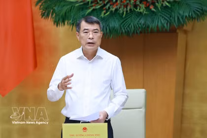 越南政府总理黎明兴发言。图自越通社
