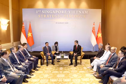 越共中央书记处常务书记陈锦秀访新正式欢迎仪式隆重举行。图自越通社