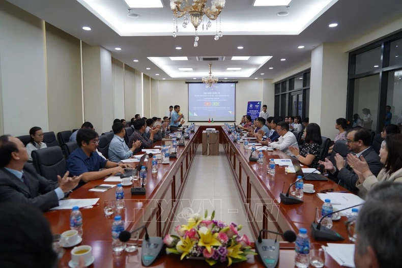 “新背景下促进越南与巴西关系的解决方案”国际座谈会场景。图自越通社