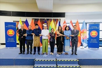 东盟各国代表合影。图自越通社