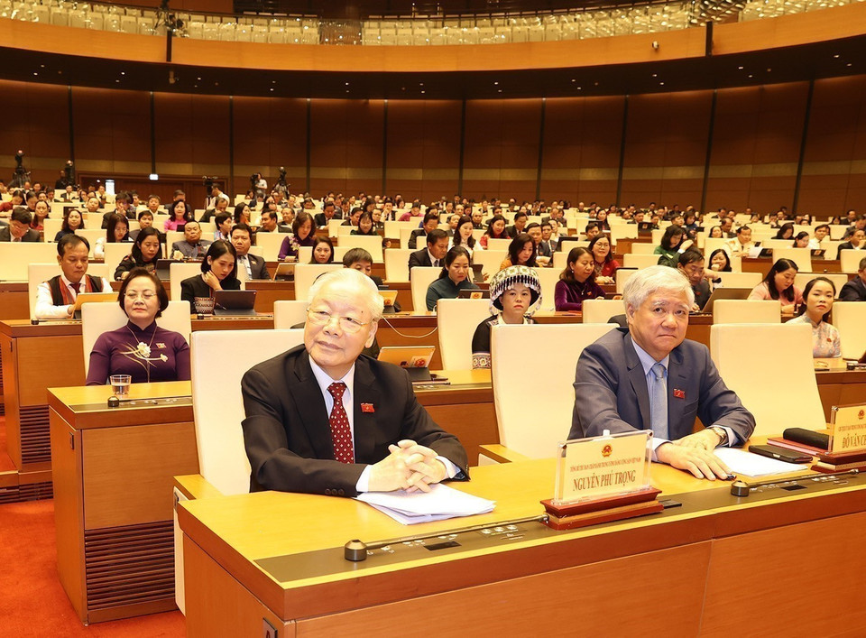 越共中央总书记阮富仲于2023年11月29日出席越南第十五届国会第六次会议闭幕式。图自 越通社