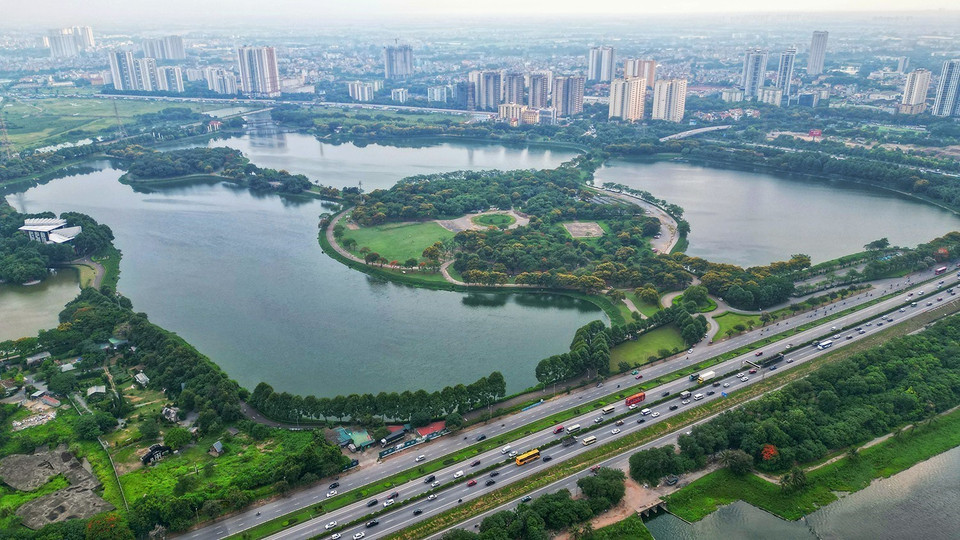 安初公园的调节湖包括5个大小不一的湖泊，总面积为132.8公顷。图自越通社