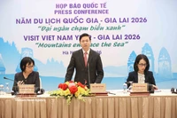 越南外交部与嘉莱省人民委员会在河内联合举行国际媒体吹风会。图自越通社