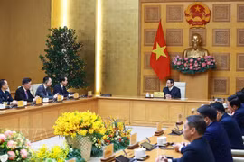 越南政府总理范明政会见中国驻越南特命全权大使何炜。图自越通社