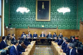 越共中央总书记苏林会见英国关注越南议会跨党派议员小组代表。图自越通社