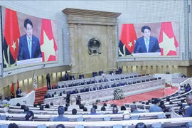 越南国家主席梁强出席安哥拉国民议会特别全体会议并发表讲话。图自越通社